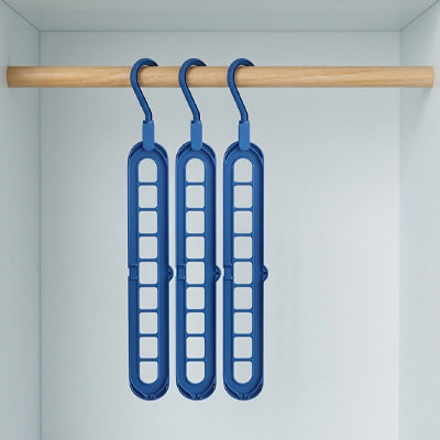 ensemble 3 cintres pliables 9 trous bleu