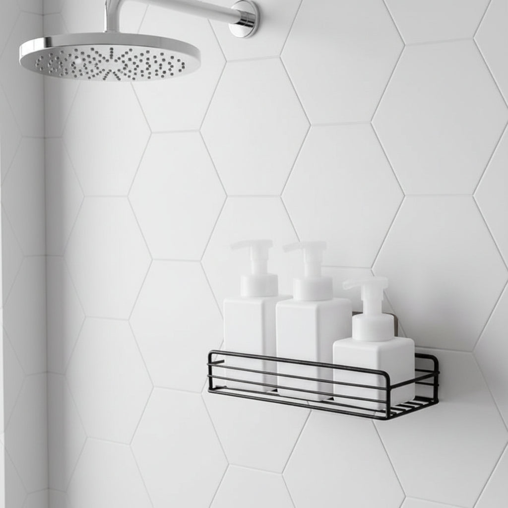 Etagere douche grillage noir